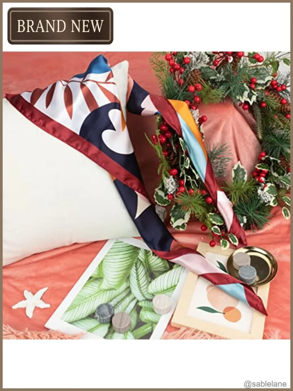 Silk-Like Square Scarf - Women's Fashion Wrap for Hair, Neck, and Head
